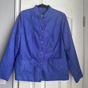 TanJay Jacket Women Purple Blue Suede Jacket Size 12